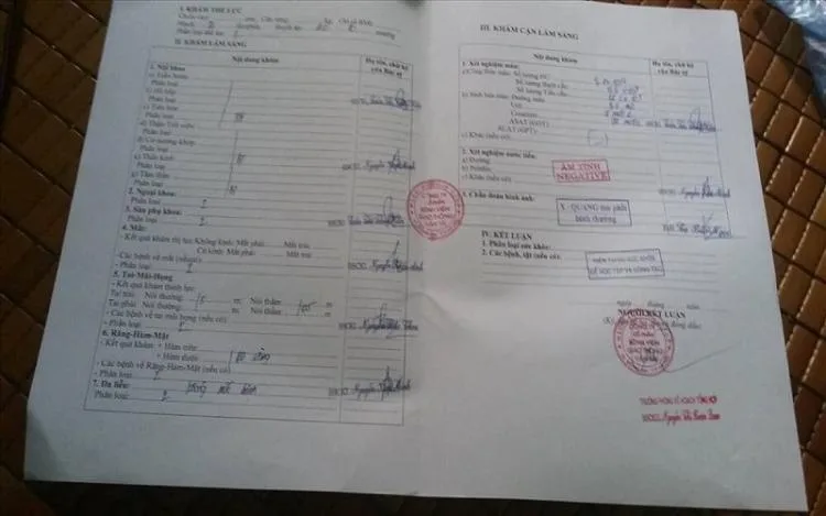 giấy khám sức khỏe 