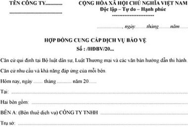 Mẫu hợp đồng bảo vệ và các lưu ý quan trọng