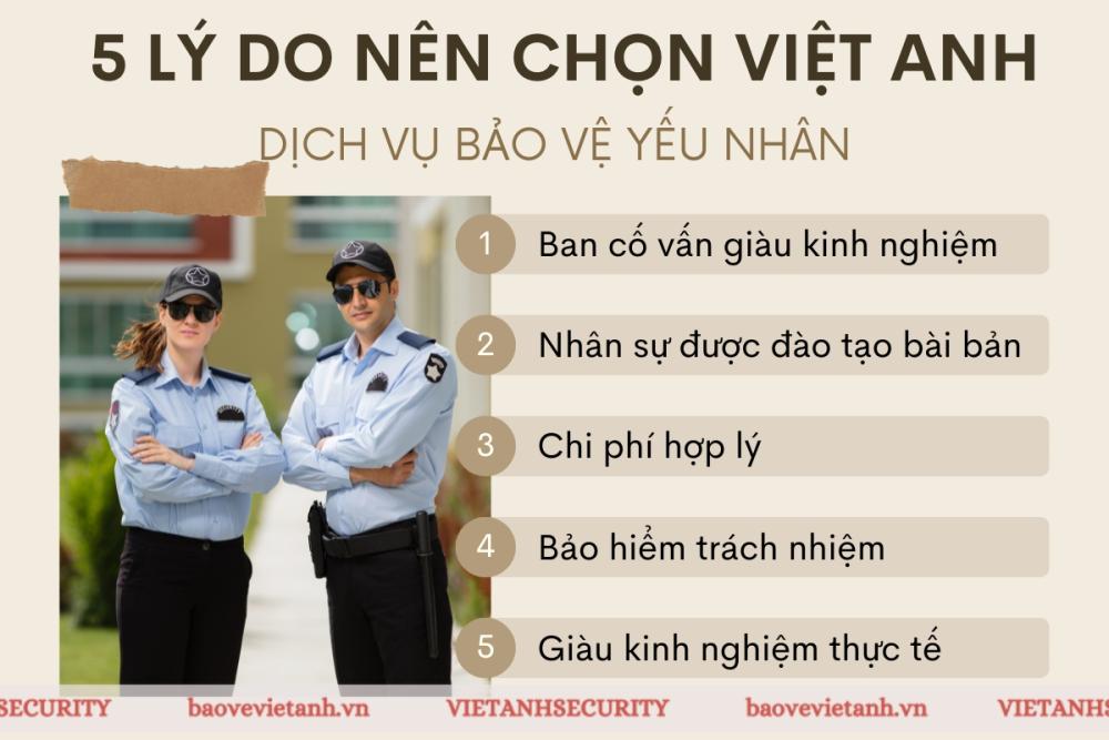 Lý do nên chọn dịch vụ bảo vệ yếu nhân tại Việt Anh Lý do nên chọn dịch vụ bảo vệ yếu nhân tại Việt Anh