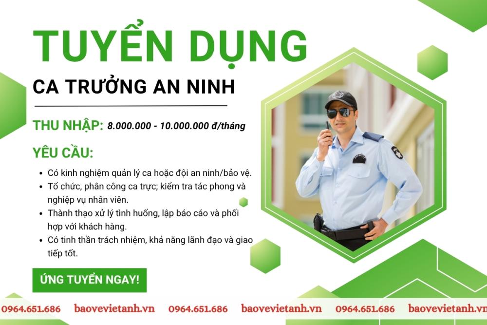 tuyển dụng ca trưởng an ninh tuyển dụng ca trưởng an ninh